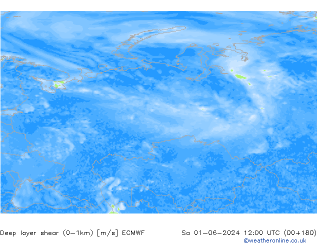 Deep layer shear (0-1km) ECMWF  01.06.2024 12 UTC