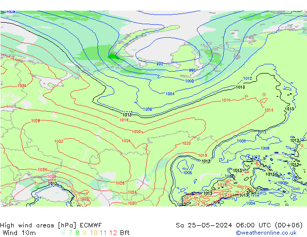 yüksek rüzgarlı alanlar ECMWF Cts 25.05.2024 06 UTC