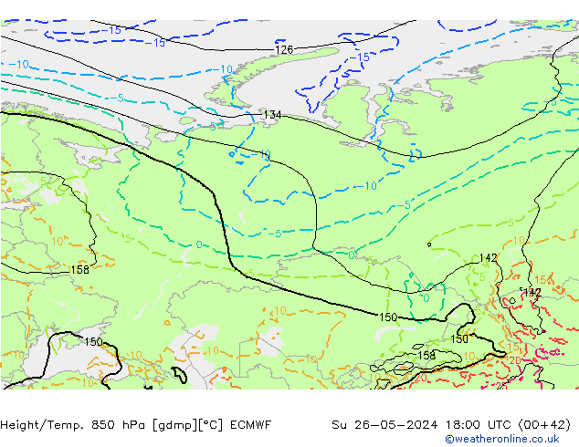 Height/Temp. 850 гПа ECMWF Вс 26.05.2024 18 UTC