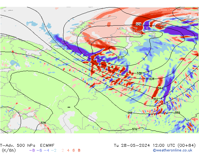 T-Adv. 500 hPa ECMWF mar 28.05.2024 12 UTC
