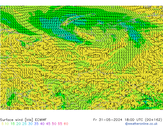 Wind 10 m ECMWF vr 31.05.2024 18 UTC