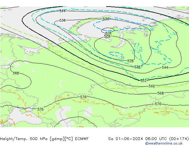 Z500/Rain (+SLP)/Z850 ECMWF Sa 01.06.2024 06 UTC