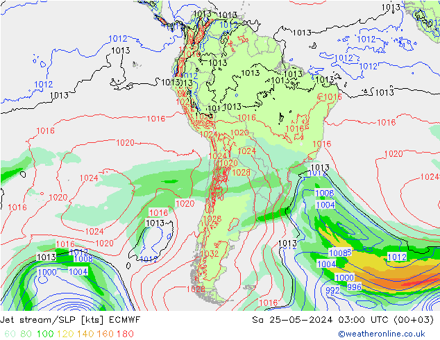 Courant-jet ECMWF sam 25.05.2024 03 UTC