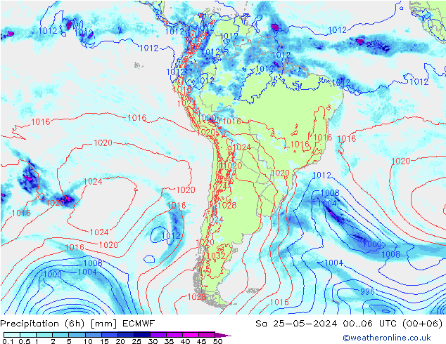 Z500/Rain (+SLP)/Z850 ECMWF сб 25.05.2024 06 UTC