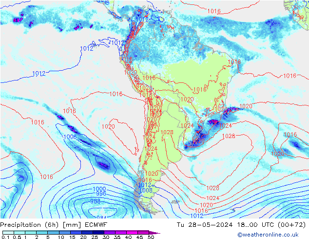 Z500/Rain (+SLP)/Z850 ECMWF Di 28.05.2024 00 UTC