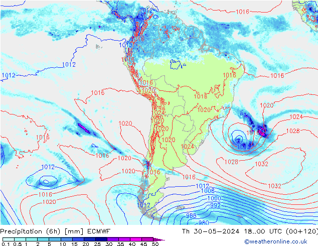 Yağış (6h) ECMWF Per 30.05.2024 00 UTC
