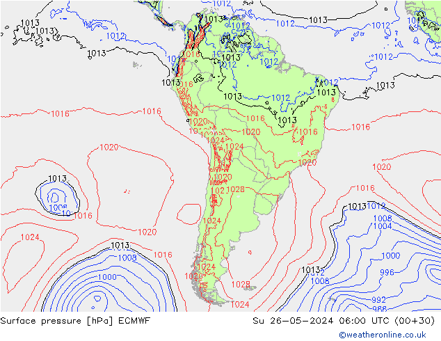 Yer basıncı ECMWF Paz 26.05.2024 06 UTC