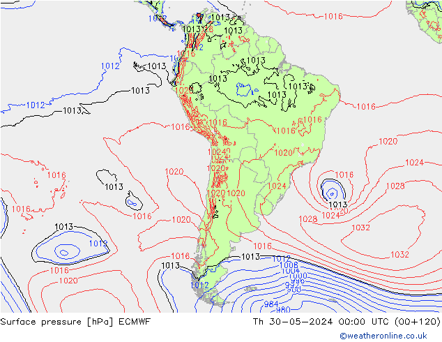 приземное давление ECMWF чт 30.05.2024 00 UTC