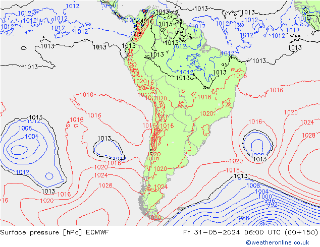 pression de l'air ECMWF ven 31.05.2024 06 UTC