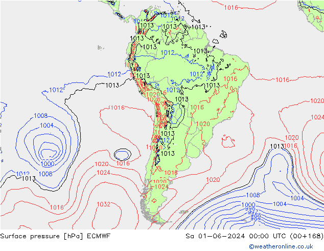 Surface pressure ECMWF Sa 01.06.2024 00 UTC