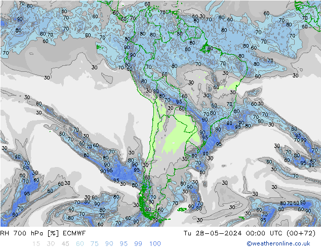 RH 700 hPa ECMWF Di 28.05.2024 00 UTC