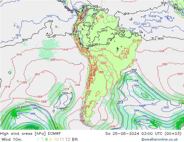 High wind areas ECMWF sab 25.05.2024 03 UTC