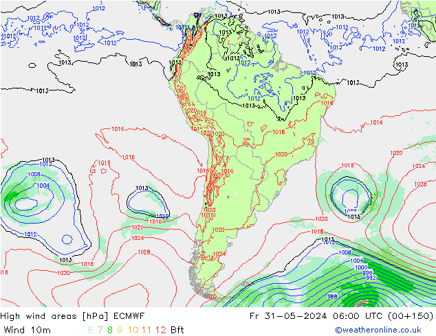 Izotacha ECMWF pt. 31.05.2024 06 UTC