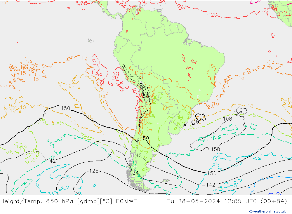 Z500/Rain (+SLP)/Z850 ECMWF вт 28.05.2024 12 UTC
