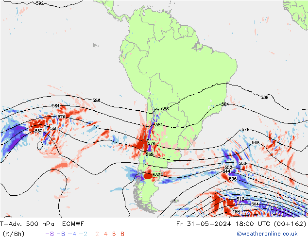 T-Adv. 500 hPa ECMWF Sex 31.05.2024 18 UTC