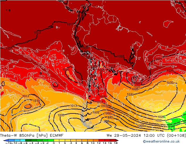 Theta-W 850hPa ECMWF  29.05.2024 12 UTC