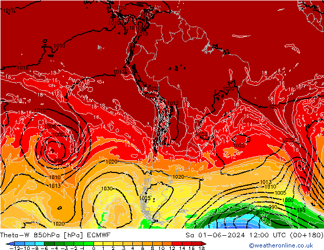 Theta-W 850hPa ECMWF sam 01.06.2024 12 UTC