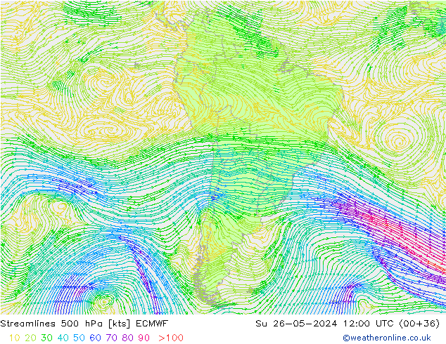 Streamlines 500 hPa ECMWF Ne 26.05.2024 12 UTC