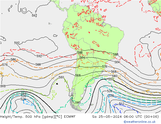 Z500/Rain (+SLP)/Z850 ECMWF сб 25.05.2024 06 UTC