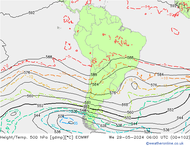 Z500/Regen(+SLP)/Z850 ECMWF wo 29.05.2024 06 UTC