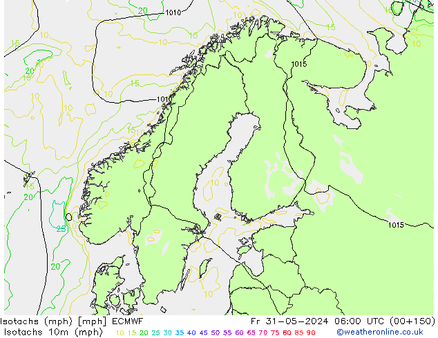 Isotachs (mph) ECMWF Pá 31.05.2024 06 UTC