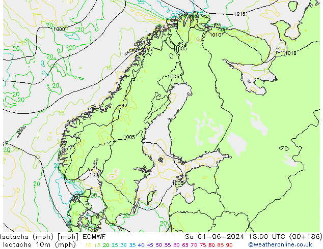 Isotachs (mph) ECMWF Sa 01.06.2024 18 UTC