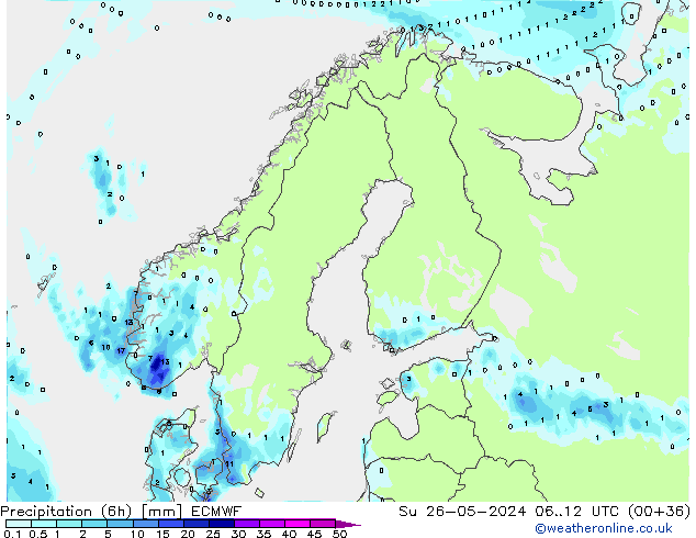 Z500/Rain (+SLP)/Z850 ECMWF  26.05.2024 12 UTC