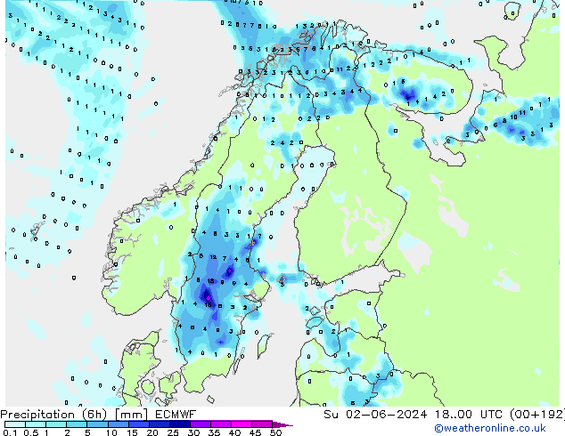 Z500/Rain (+SLP)/Z850 ECMWF Вс 02.06.2024 00 UTC