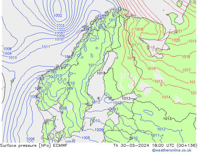 Yer basıncı ECMWF Per 30.05.2024 18 UTC