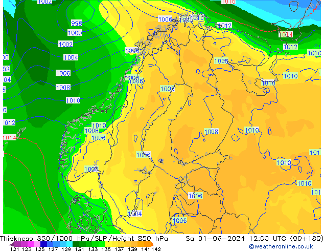 Thck 850-1000 hPa ECMWF Sa 01.06.2024 12 UTC