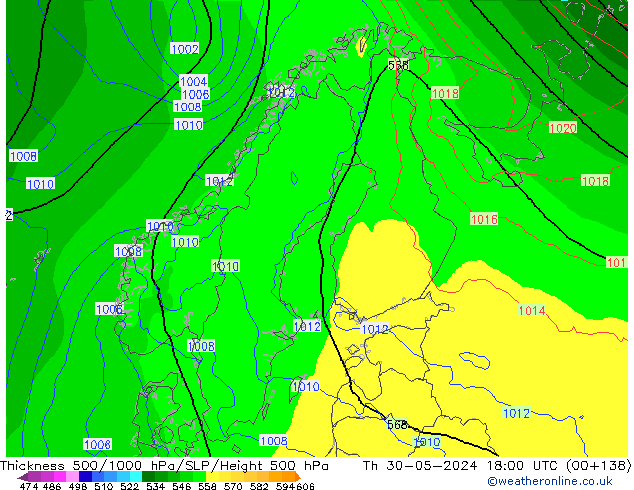 Thck 500-1000hPa ECMWF Th 30.05.2024 18 UTC