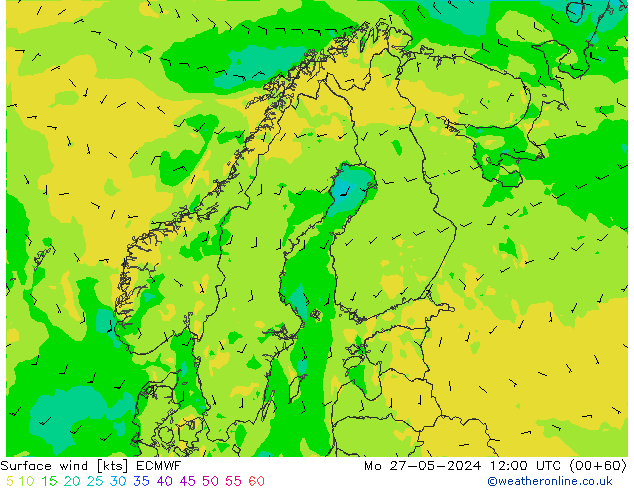 Surface wind ECMWF Po 27.05.2024 12 UTC