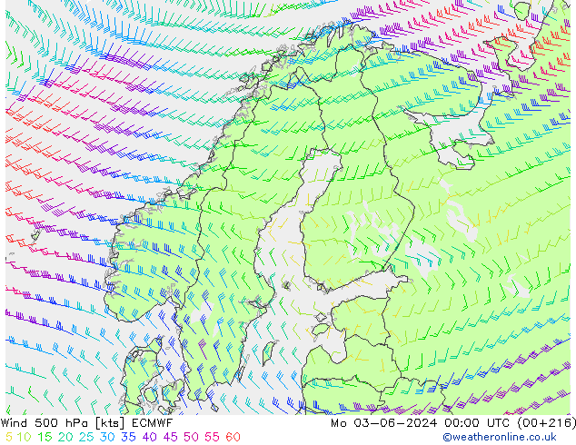 ветер 500 гПа ECMWF пн 03.06.2024 00 UTC