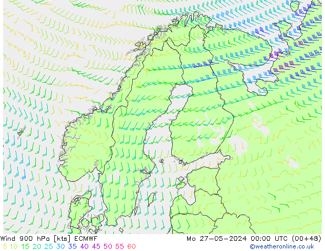 Wind 900 hPa ECMWF Mo 27.05.2024 00 UTC