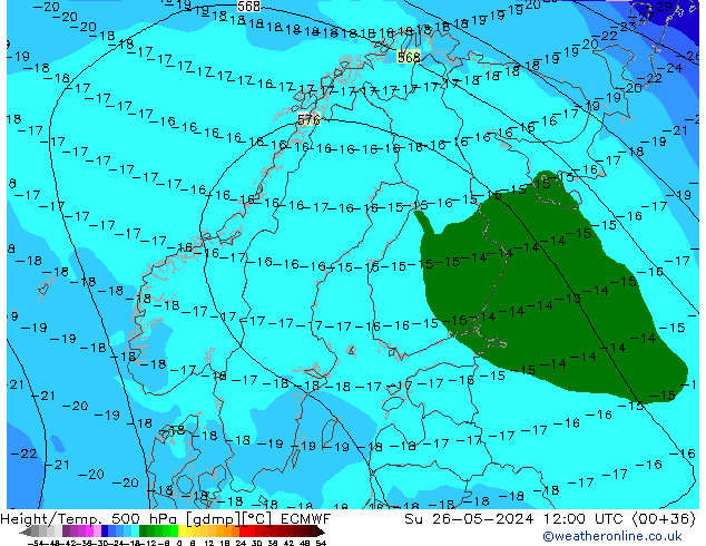 Z500/Rain (+SLP)/Z850 ECMWF  26.05.2024 12 UTC