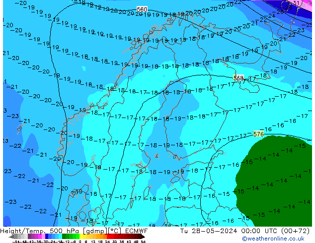 Z500/Rain (+SLP)/Z850 ECMWF Tu 28.05.2024 00 UTC