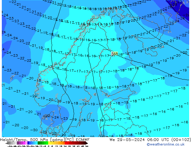 Z500/Rain (+SLP)/Z850 ECMWF We 29.05.2024 06 UTC