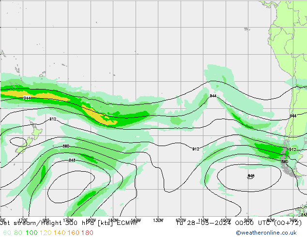 Jet stream/Height 300 hPa ECMWF Tu 28.05.2024 00 UTC