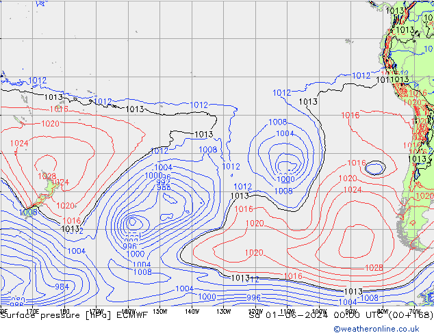 pressão do solo ECMWF Sáb 01.06.2024 00 UTC