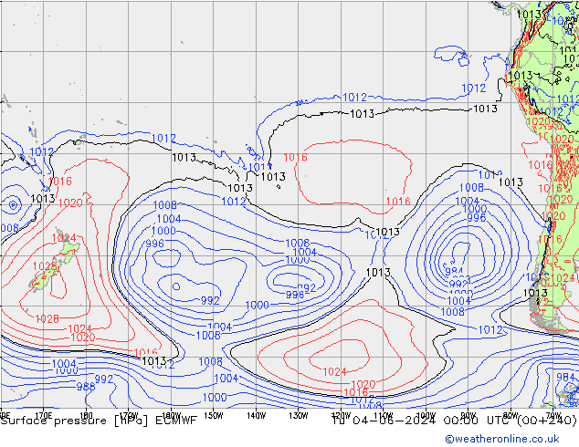 pressão do solo ECMWF Ter 04.06.2024 00 UTC