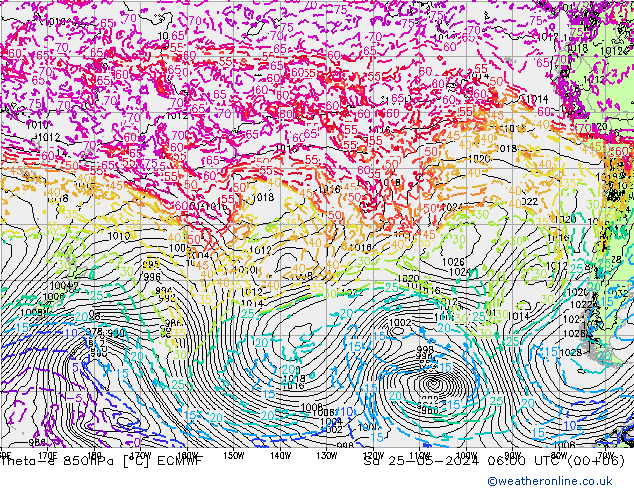 Theta-e 850hPa ECMWF Sáb 25.05.2024 06 UTC