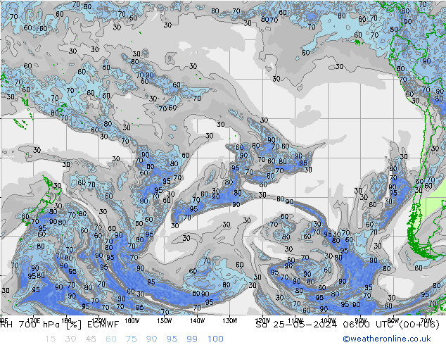 RH 700 hPa ECMWF Sáb 25.05.2024 06 UTC