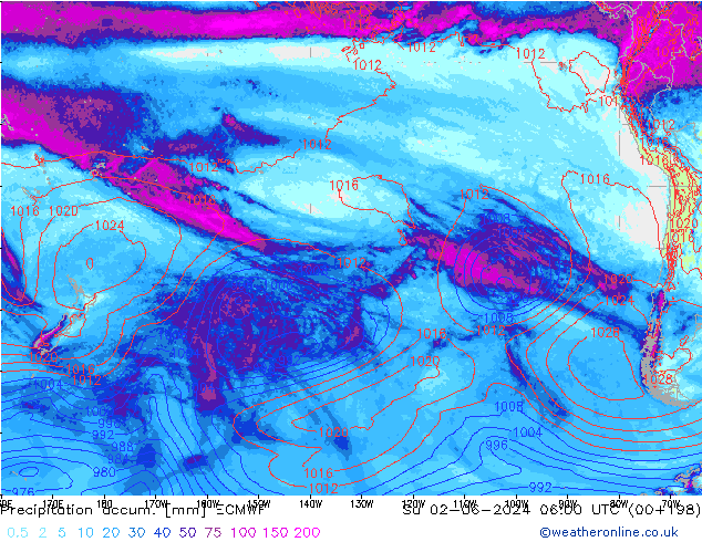 Precipitation accum. ECMWF nie. 02.06.2024 06 UTC