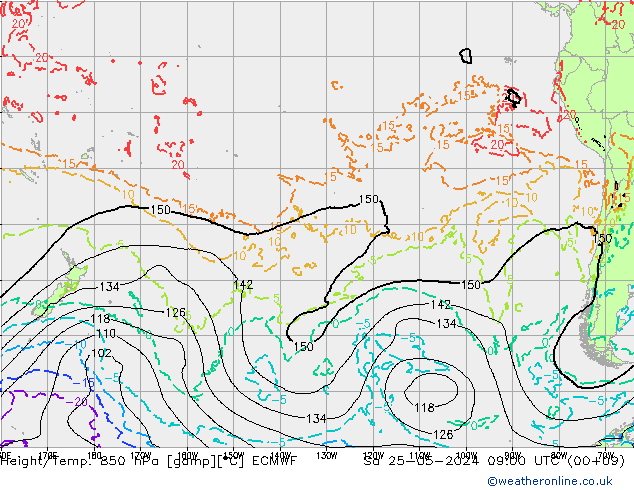 Height/Temp. 850 hPa ECMWF so. 25.05.2024 09 UTC