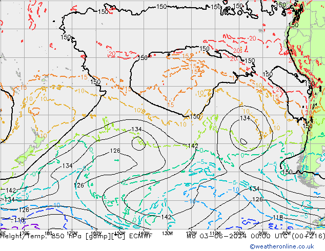 Height/Temp. 850 hPa ECMWF  03.06.2024 00 UTC