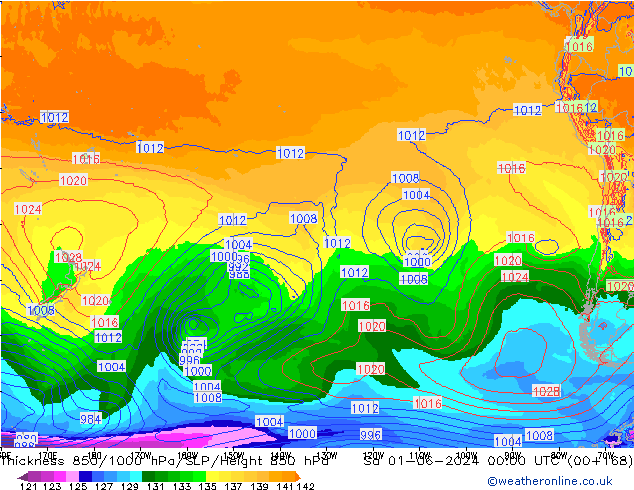 850-1000 hPa Kalınlığı ECMWF Cts 01.06.2024 00 UTC