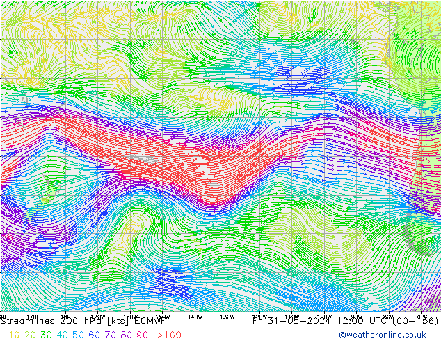 ветер 200 гПа ECMWF пт 31.05.2024 12 UTC