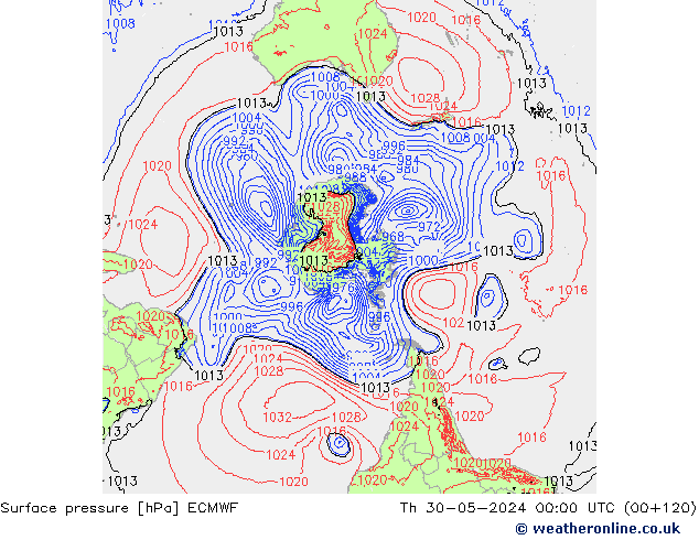 Surface pressure ECMWF Th 30.05.2024 00 UTC