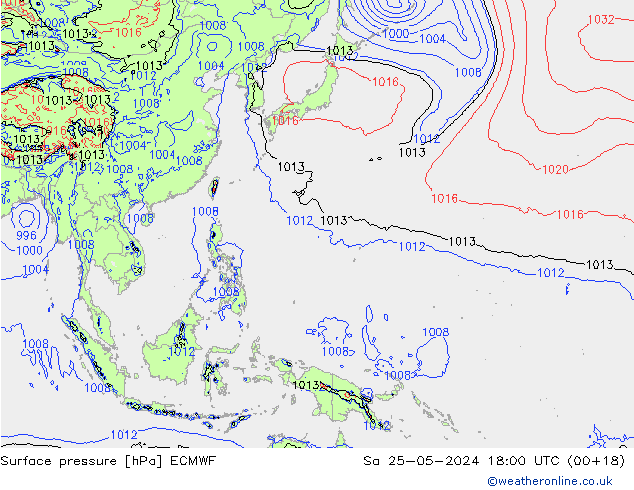 Atmosférický tlak ECMWF So 25.05.2024 18 UTC