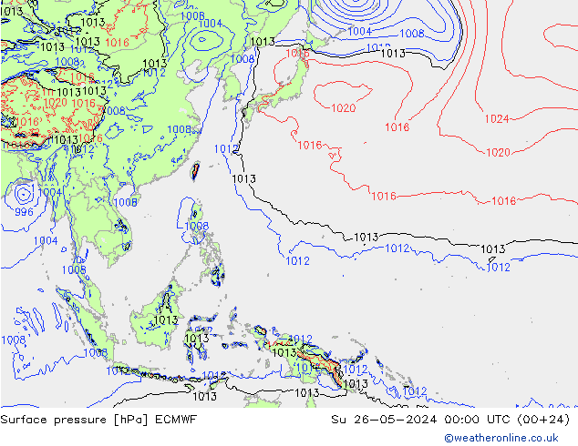 Surface pressure ECMWF Su 26.05.2024 00 UTC